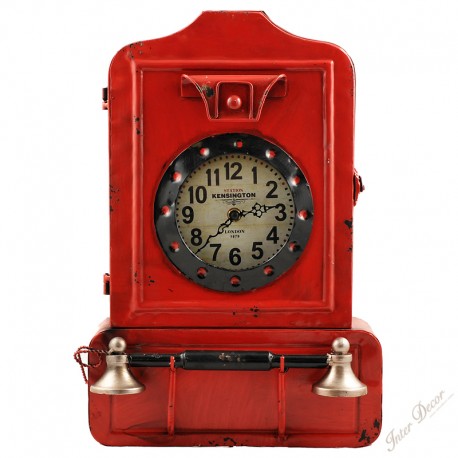 InterDecor Nástěnné retro hodiny Telephone Barva červená
